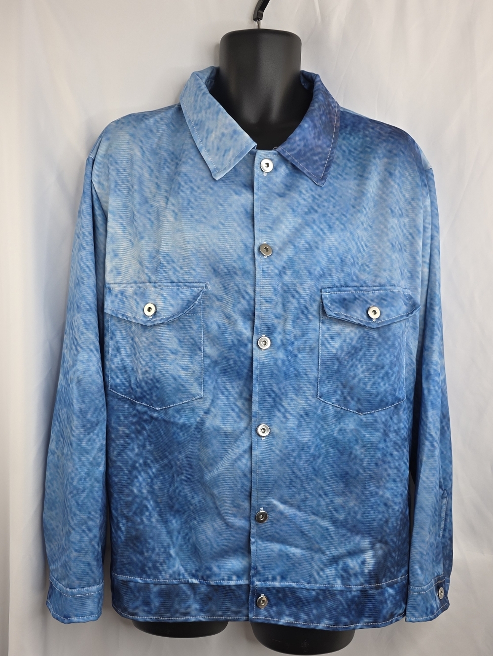 Unstructured Blue Men's Button-Up Jacket "Respect The Locals" Size XL CS-3330